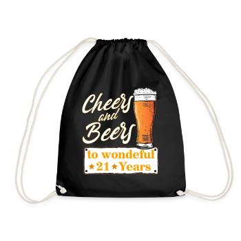 Cheers and Beers to wonderful 21 Years - Turnbeutel - Schwarz - Vorne