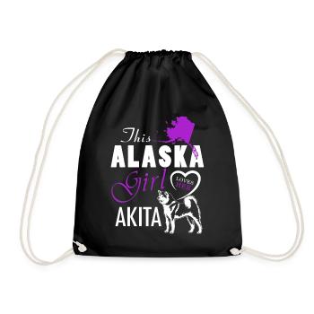 This Alaska Girl Loves Her Akita - Drawstring Bag - black - Front