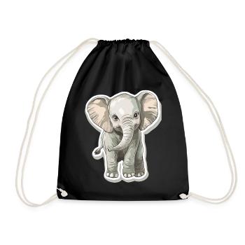 Éléphant mignon – idée cadeau pour les amoureux des animaux - Sac de sport léger - noir - Devant