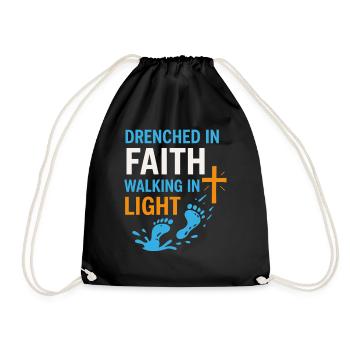 Baptized in faith, walking in the light - Drawstring Bag - black - Front