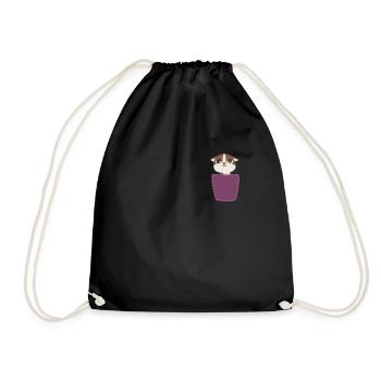 Kätzchen in Brusttasche Katze in Tasche - Turnbeutel - Schwarz - Vorne