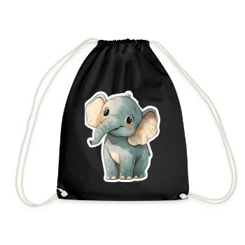 Éléphant mignon – idée cadeau pour les amoureux des animaux - Sac de sport léger - noir - Devant