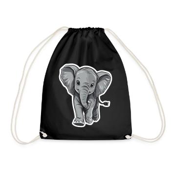 Elefant - Turnbeutel - Schwarz - Vorne