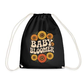 Garten Baby Bloomer Gärtner Spruch Sonnenblumen - Turnbeutel - Schwarz - Vorne