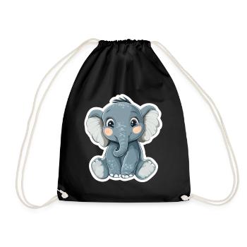 Éléphant mignon – idée cadeau pour les amoureux des animaux - Sac de sport léger - noir - Devant