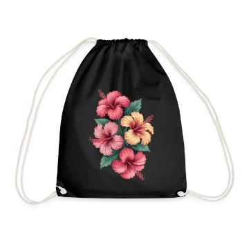 Tropical Hibiscus Flowers Splendor - Drawstring Bag - black - Front