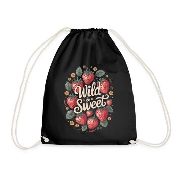 Strawberry Dream: Wild & Sweet - Drawstring Bag - black - Front