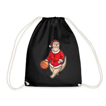 Otter Christmas Basketball - Drawstring Bag - black - Front