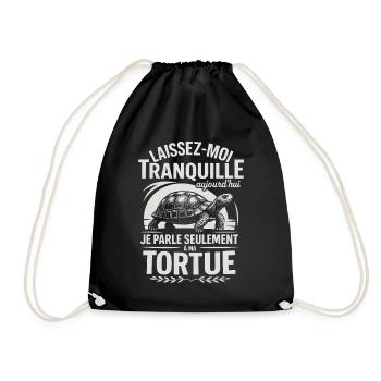 Today I'm just talking to my turtle - Drawstring Bag - black - Front
