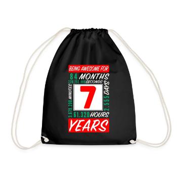 Children 7 Years Birthday Months Hours - Drawstring Bag - black - Front