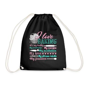 Baker I Love Baking - Drawstring Bag - black - Front