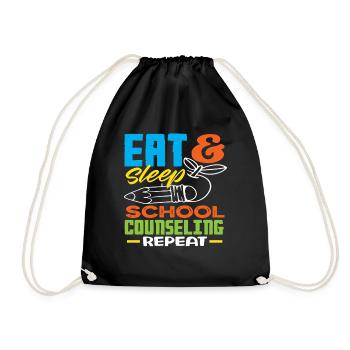 Eat Sleep School Counseling Repeat Motivation - Drawstring Bag - black - Front