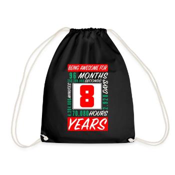Enfants 8 Ans Anniversaire Mois Heures - Sac de sport léger - noir - Devant