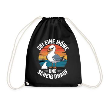 Be a seagull and fuck it - Drawstring Bag - black - Front