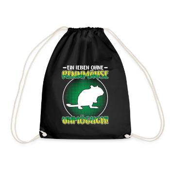 Life without gerbil Rodent Gerbil - Drawstring Bag - black - Front