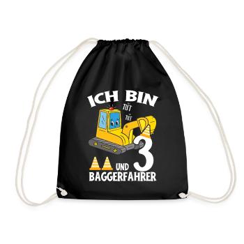 Excavatrice d’anniversaire 3 ans Excavatrice Cadeau de fête - Sac de sport léger - noir - Devant