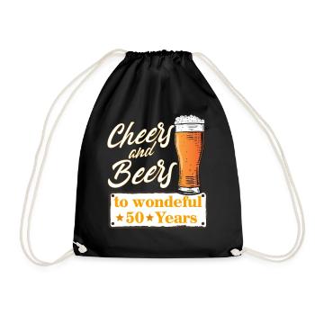 Cheers and Beers to wonderful 50 Years - Drawstring Bag - black - Front