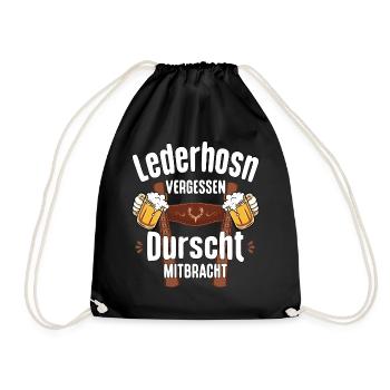 Trachtenshirt Herren Trachten T-Shirt Lederhose - Turnbeutel - Schwarz - Vorne