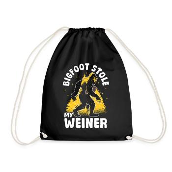 Bigfoot Got My Weiner Bigfoot Sasquatch - Drawstring Bag - black - Front