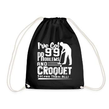 Croqueting Croquet Solves All - Drawstring Bag - black - Front