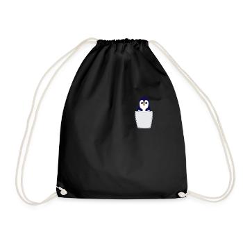 Pinguin in Brusttasche Pinguin in Tasche - Turnbeutel - Schwarz - Vorne