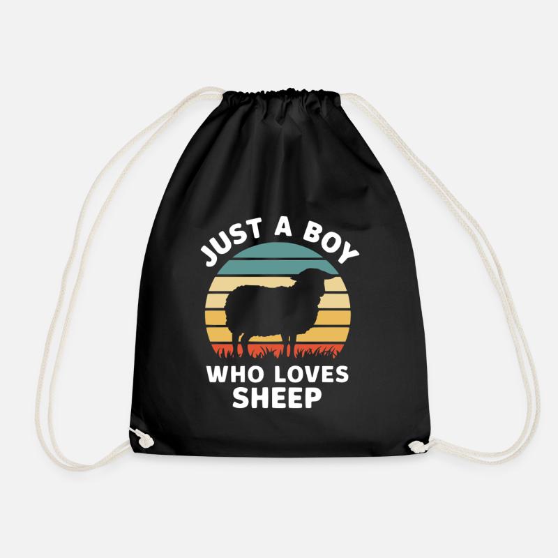 Just A Boy Who Loves Sheep - Drawstring Bag - black
