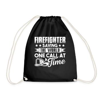 Firefighter Saving The World - Drawstring Bag - black - Front