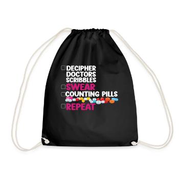 Pharmacy Tech Technician - Drawstring Bag - black - Front