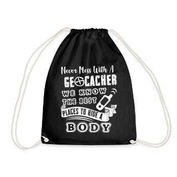 Geocaching Never Mess With Geocacher - Drawstring Bag - black - Front