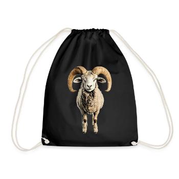 Widder Mufflon Aries Wilde Schafe Männliches Schaf - Turnbeutel - Schwarz - Vorne