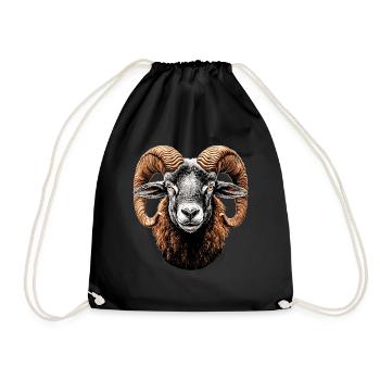 Bélier mouflon Bélier Mouton sauvage Mouton mâle - Sac de sport léger - noir - Devant