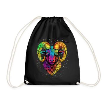 Widder Mufflon Aries Wilde Schafe Männliches Schaf - Turnbeutel - Schwarz - Vorne