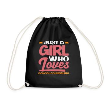 A Girl Loves School Counseling - Drawstring Bag - black - Front