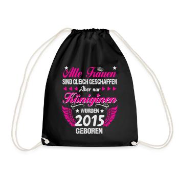 Queens Vintage 2015 Born 10th Birthday - Drawstring Bag - black - Front