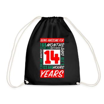 Teenager 14 Years Birthday Months Hours - Drawstring Bag - black - Front