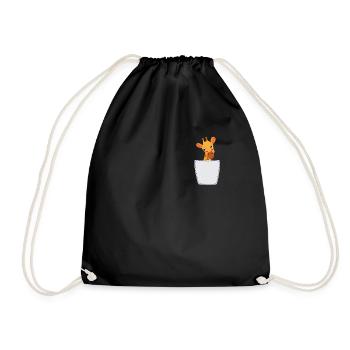 Giraffe in Brusttasche Giraffe in Tasche - Turnbeutel - Schwarz - Vorne