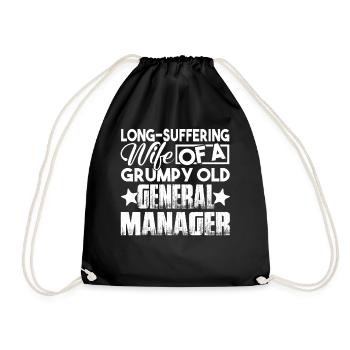 Long-Suffering Wife Of Grumpy Old General Manager - Drawstring Bag - black - Front