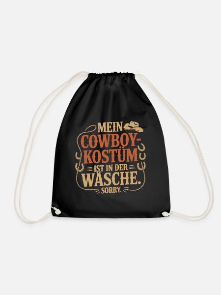 Cowboy Kostüm Ist In Der Wäsche Fasching Karneval - Turnbeutel - Schwarz