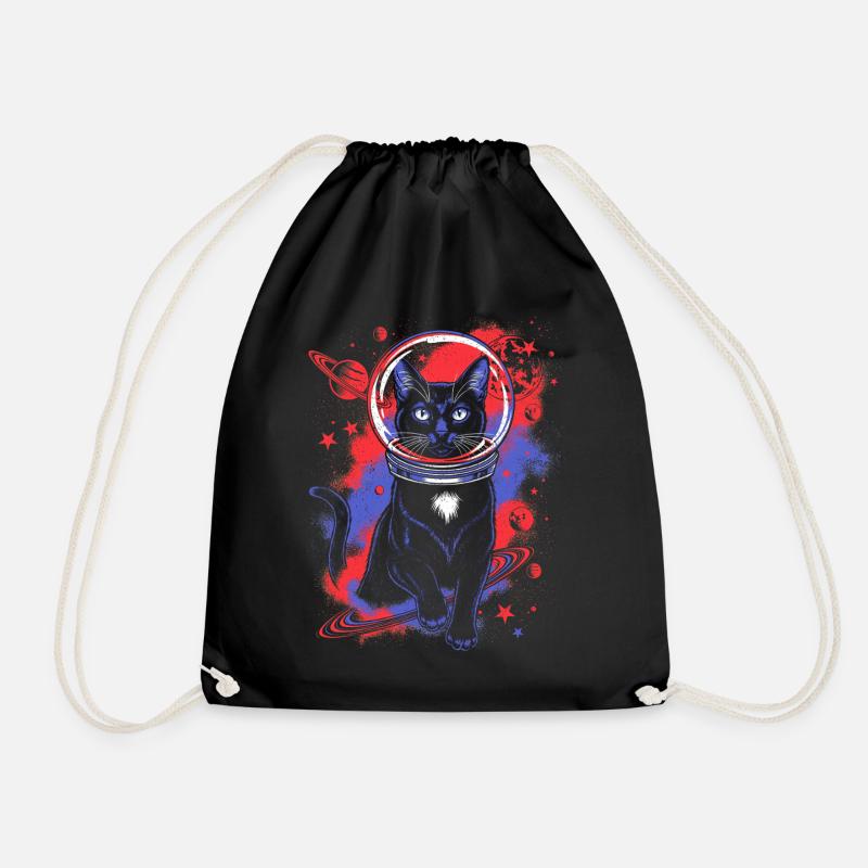 Weltraum Katze Astronaut Space Cat Science Fiction - Drawstring Bag - black