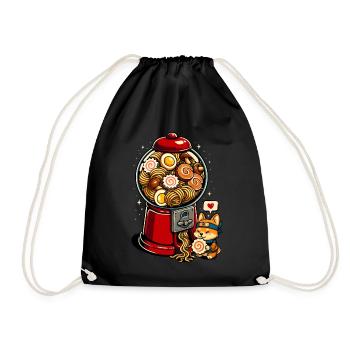 Gummibällchen Ramen Corgi - Turnbeutel - Schwarz - Vorne
