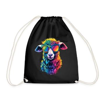 Sheep Lamb Sheep Domestic Sheep Shepherd Sweet Sheep - Drawstring Bag - black - Front