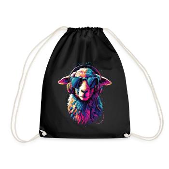 Sheep Lamb Sheep Domestic Sheep Shepherd Sweet Sheep - Drawstring Bag - black - Front