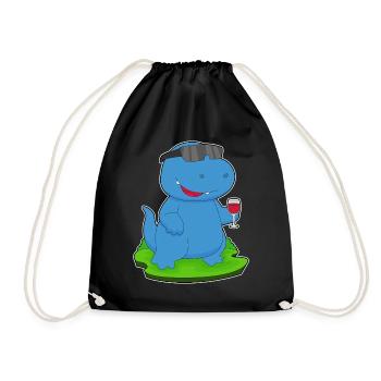 Dinosaur Red Wine - Drawstring Bag - black - Front