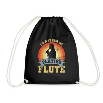 I'd Rather Be Playing Flute - Drawstring Bag - black - Front