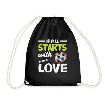 Tennis Player It Starts With Love - Drawstring Bag - black - Front
