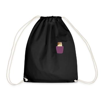 Hamster in Brusttasche Nager in Tasche - Turnbeutel - Schwarz - Vorne