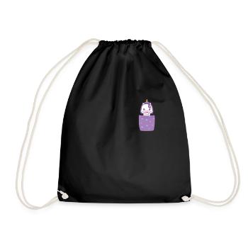 Unicorn in Breast Pocket Cute Unicorn in my Pocket - Drawstring Bag - black - Front