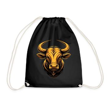 Stier Bulle Ochse Rind Bauernhof Kuh Taurus Bullen - Turnbeutel - Schwarz - Vorne