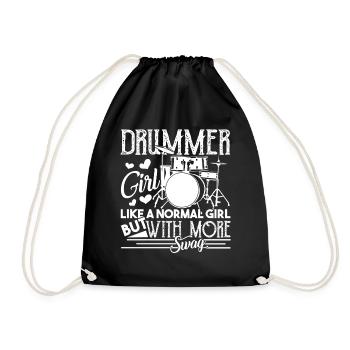 Drummer Girl Like Normal Girl - Drawstring Bag - black - Front