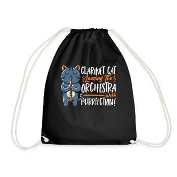Clarinet Music Orchestra Clarinet Cat - Drawstring Bag - black - Front